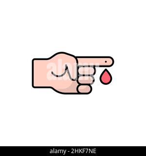 Finger blood test color icon. linear style sign for mobile concept and web design. Diabetes blood test outline vector icon. Symbol, logo illustration. Stock Vector