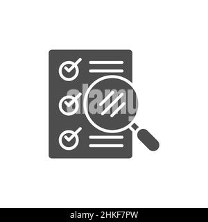 Voting and an election filled icon. linear style sign for mobile concept and web design. Ballot page and magnifying glass outline vector icon. Symbol, Stock Vector