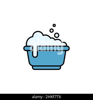 Baby bath color icon, outline vector sign, linear style pictogram isolated on white. Symbol, logo illustration. Editable stroke Stock Vector