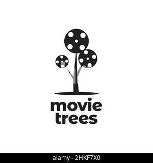 tree movies roll film logo design, vector graphic symbol icon illustration creative idea Stock Vector