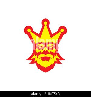 colorful old man beard with crown logo design, vector graphic symbol icon illustration creative idea Stock Vector
