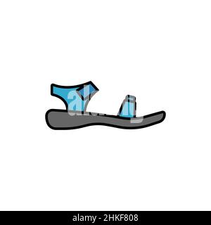 Sandals shoe vector icon. color flat sign for mobile concept and web design. Rubber slippers glyph icon. Symbol, logo illustration. Vector graphics Stock Vector