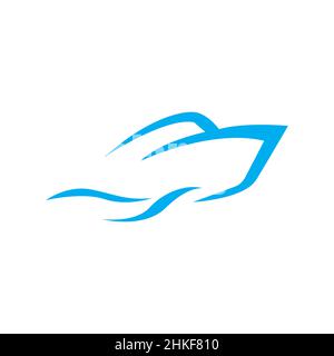 isolated blue shape jet boat logo design, vector graphic symbol icon illustration creative idea Stock Vector