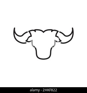 line minimalist head bull logo design, vector graphic symbol icon illustration creative idea Stock Vector
