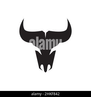 isolated black skull cow shape logo design, vector graphic symbol icon illustration creative idea Stock Vector