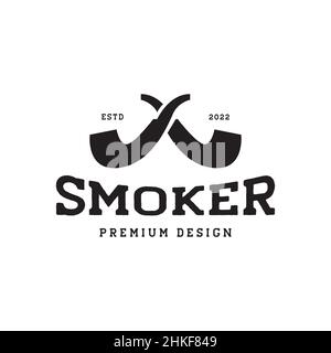 vintage shape cigar pipe logo design, vector graphic symbol icon illustration creative idea Stock Vector