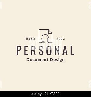 hipster personal document paper logo design, vector graphic symbol icon illustration creative idea Stock Vector