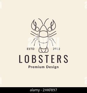 line hipster lobster logo design, vector graphic symbol icon illustration creative idea Stock Vector