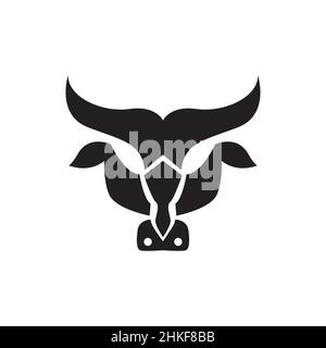 weird face black cow logo design, vector graphic symbol icon illustration creative idea Stock Vector