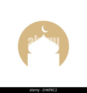 negative space circle with mosque logo design, vector graphic symbol icon illustration creative idea Stock Vector