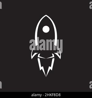 white shape rocket launch logo design, vector graphic symbol icon illustration creative idea Stock Vector