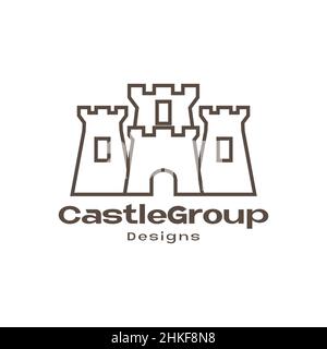 line castles group logo design, vector graphic symbol icon illustration creative idea Stock Vector