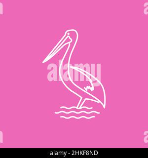 continuous line bird pelican logo design, vector graphic symbol icon illustration creative idea Stock Vector