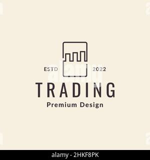 line smart phone with trading chart logo design, vector graphic symbol icon illustration creative idea Stock Vector