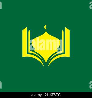 flat dome mosque with open book logo design, vector graphic symbol icon illustration creative idea Stock Vector