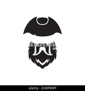 old man pirate long beard logo design, vector graphic symbol icon illustration creative idea Stock Vector