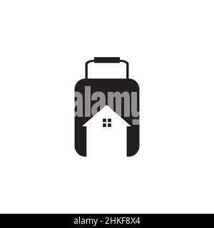 suitcase with home shape logo design, vector graphic symbol icon illustration creative idea Stock Vector
