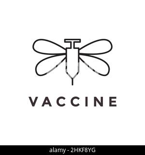 syringe vaccine with wings logo design, vector graphic symbol icon illustration creative idea Stock Vector