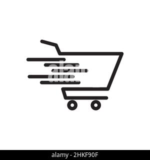 line fast trolley shopping logo design, vector graphic symbol icon illustration creative idea Stock Vector