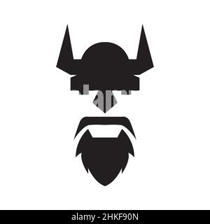 black minimalist face viking logo design, vector graphic symbol icon illustration creative idea Stock Vector