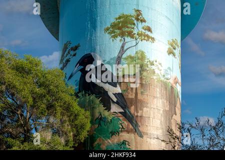 Water Tower Art, Lockhart, NSW, Australia Stock Photo