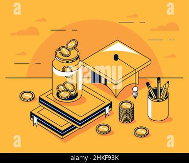 savings with scholarship icons Stock Vector