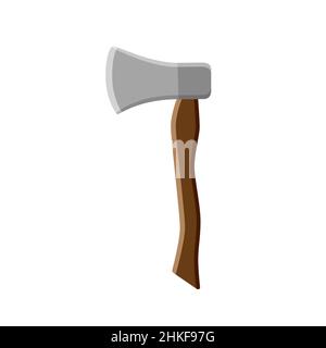 Axe vector illustration. Lumberjack in flat style. Battle axe isolated on white background. Stock Vector