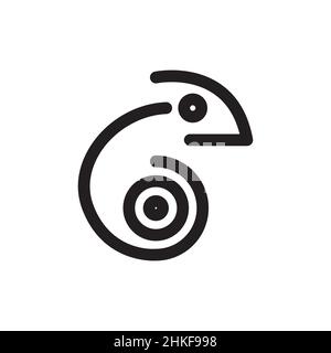 line spiral chameleon logo design, vector graphic symbol icon illustration creative idea Stock Vector