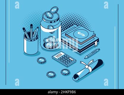 coins with scholarship icons Stock Vector