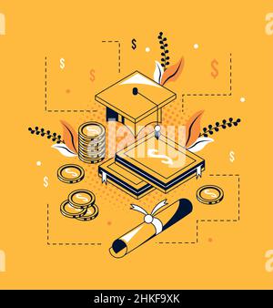 dollars with scholarship icons Stock Vector