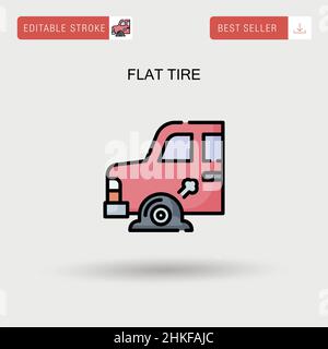 Flat tire Simple vector icon. Stock Vector