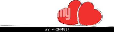 Two red love hearts romantic Stock Vector