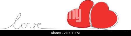 Two red love hearts romantic Stock Vector