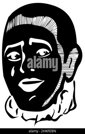 black and white vector sketch mime smiling Stock Photo