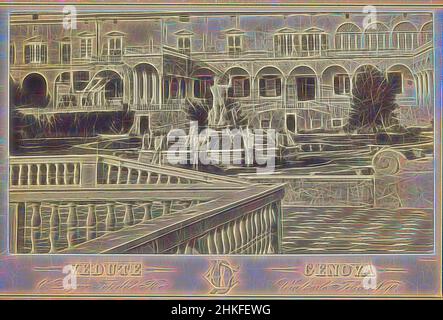 Inspired by View of the garden side of Palazzo Doria in Genoa, Vedute Genova, Celestino Degoix, Palazzo Doria, 1860 - 1890, albumen print, height 110 mm × width 165 mm, Reimagined by Artotop. Classic art reinvented with a modern twist. Design of warm cheerful glowing of brightness and light ray radiance. Photography inspired by surrealism and futurism, embracing dynamic energy of modern technology, movement, speed and revolutionize culture Stock Photo