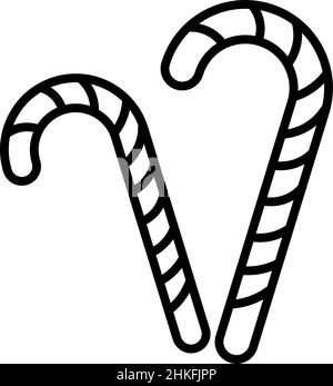Candy Cane Outline Icon Food Vector Stock Vector