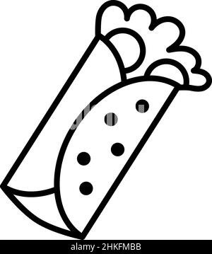 Burrito Outline Icon Food Vector Stock Vector