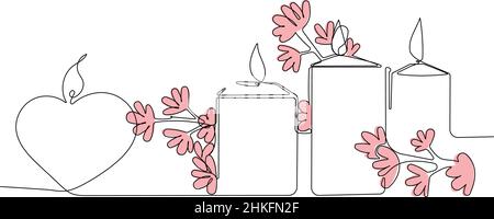 Romantic atmosphere candles with a flowers Stock Vector