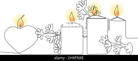 Romantic atmosphere candles with a flowers Stock Vector