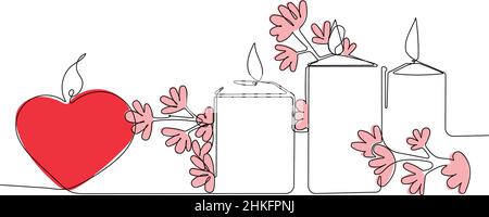 Romantic atmosphere candles with a flowers Stock Vector