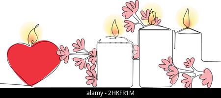 Romantic atmosphere candles with a flowers Stock Vector