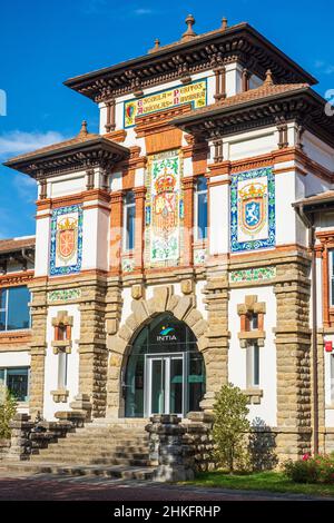 Spain, Navarre, Villava (Atarrabia), municipality on the Camino Francés, Spanish route of the pilgrimage to Santiago de Compostela, listed as a UNESCO World Heritage Site, building of the Navarre Institute of Agri-Food Technology and Infrastructures (INTIA) Stock Photo