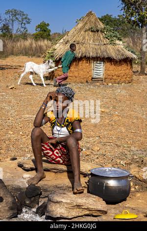 Benin, Natitingou province, peul tribal village of Moukokotamou Stock Photo