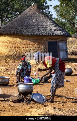 Benin, Natitingou province, peul tribal village of Moukokotamou Stock Photo