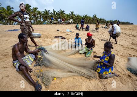 Benin, Grand Popo, fishermen Stock Photo