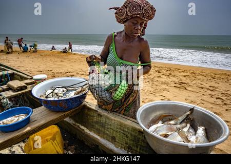 Benin, Grand Popo, fishermen Stock Photo