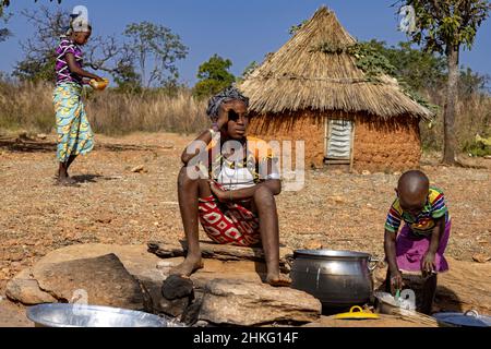 Benin, Natitingou province, peul tribal village of Moukokotamou Stock Photo