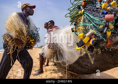 Benin, Grand Popo, fishermen Stock Photo