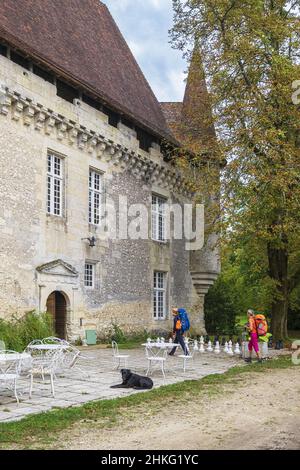 France, Dordogne, Saint-Astier, stage on the Via Lemovicensis or Vezelay Way, one of the main ways to Santiago de Compostela, pilgrims guest house in the 16th century Puyferrat castle Stock Photo