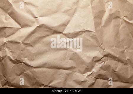 Crumpled craft paper texture background Stock Photo